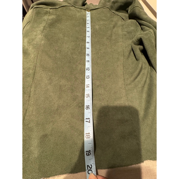 Women's [BLANKNYC] Green Faux Micro Suede Asymmetrical stretch moto Zip Jacket M - Picture 10 of 10